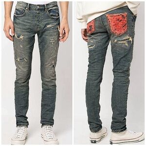 PURPLE BRAND Destroyed Patch Skinny Jean 40